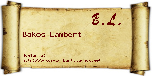 Bakos Lambert névjegykártya